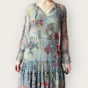 Johnny Was NWT Sheer Floral Midi Wilde Mesh Dress Size S